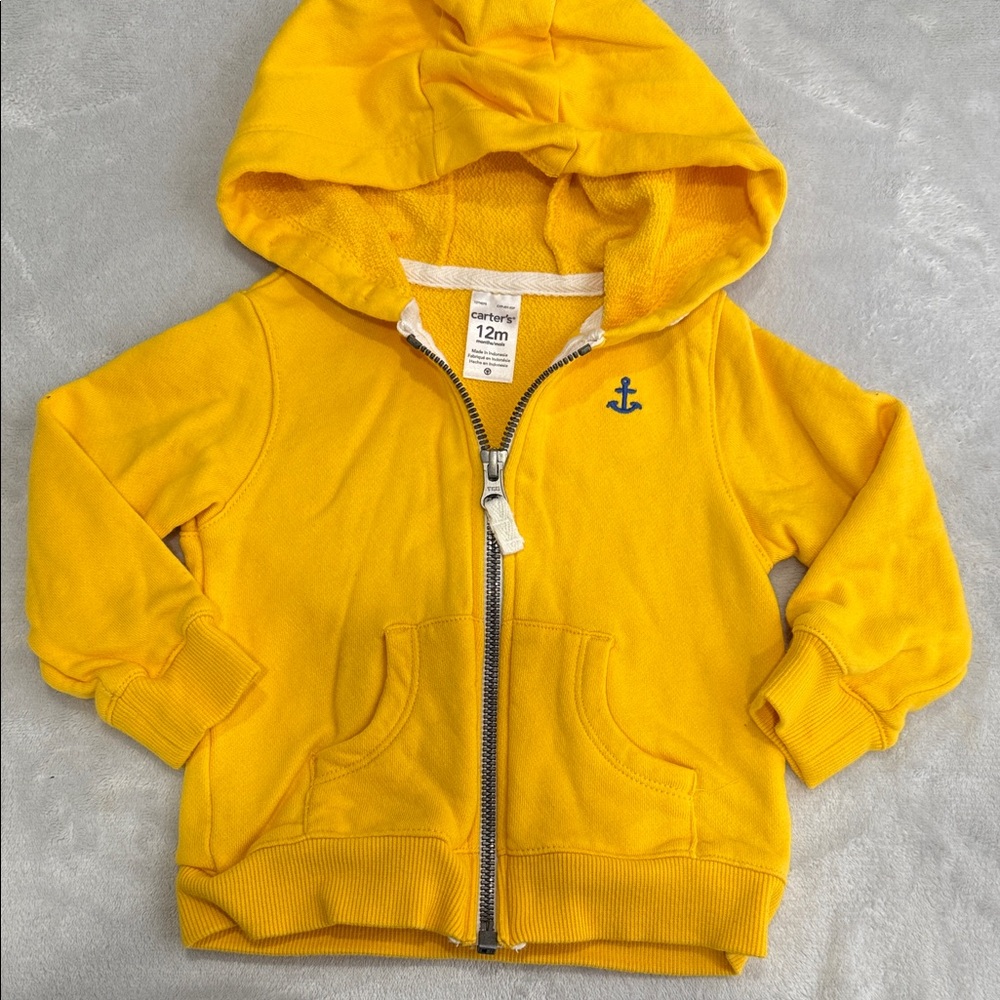 Carter's Yellow Hoodie with Anchor Detail